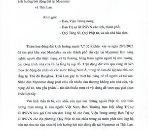Trung ương GHPGVN kêu gọi ủng hộ nạn nhân động đất tại Myanmar và Thái Lan
