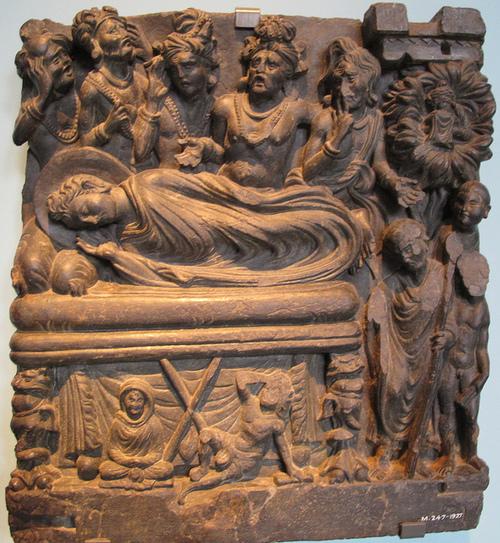 Indo-Greek Buddhism Gandhara, the death Buddha, 100 - 300 AD.jpg