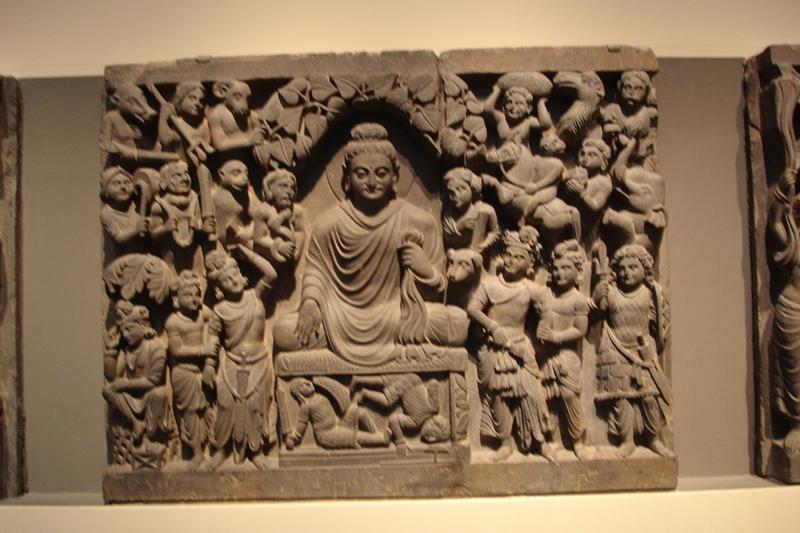 King Vidudabha Visits the Buddha, Sandstone, from the railing of the Bharhut Stupa. India, state of Madhya Pradesh, Bharhut, Shunga dynasty, early 2nd century B.C.E.jpg