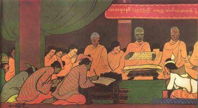 Người ta bảo rằng kinh điển Pali Tipitaka được viết trên những phiến lá bằng vàng.