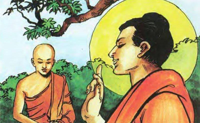 Ðức Phật hướng dẫn Angulimāla cầu nguyện để người phụ nữ sinh con an toàn và bớt đau đớn.