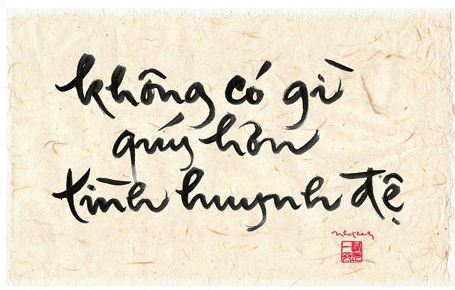 Bức thư pháp chuyển tải thông điệp yêu thương, đoàn kết do thiền sư viết.