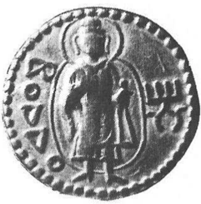 Hình 2: Đồng tiền xu được đúc vào thời vua Kanishka có hình Đức Phật