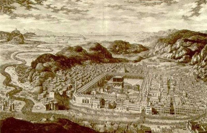 Bức vẽ Mecca (1850). (Thuộc phạm vi công cộng)