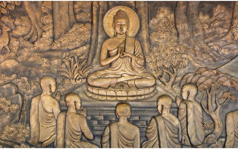 Hình ảnh Đức Phật thuyết pháp lần đầu tiên cho các đệ tử | Ảnh: Anandajoti Bhikkhu