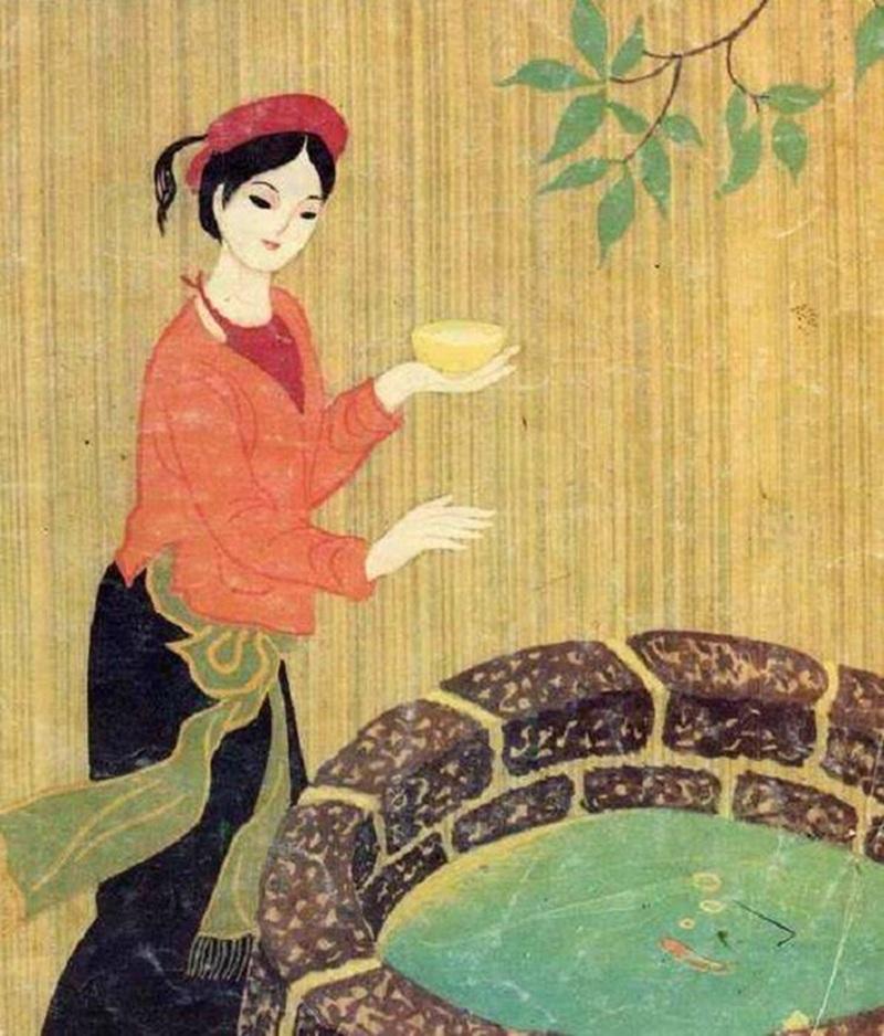 Tranh dân gian hoặc minh họa cổ truyền về Tấm Cám.