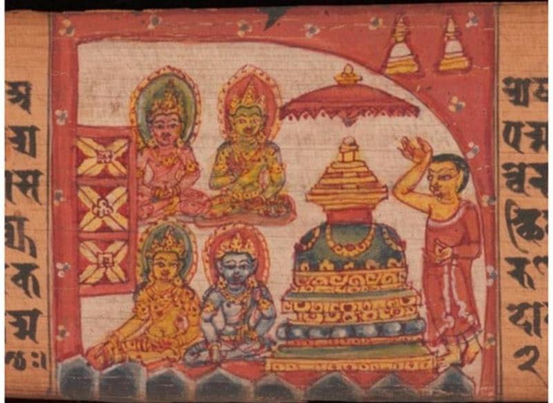 Caitya Alagachatra tại Odisha, folio 169r, bảng tranh bên trái, Add.1643.